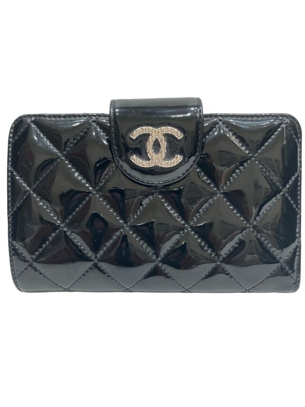 Chanel CC Logo Quilted Bifold Wallet Enamel